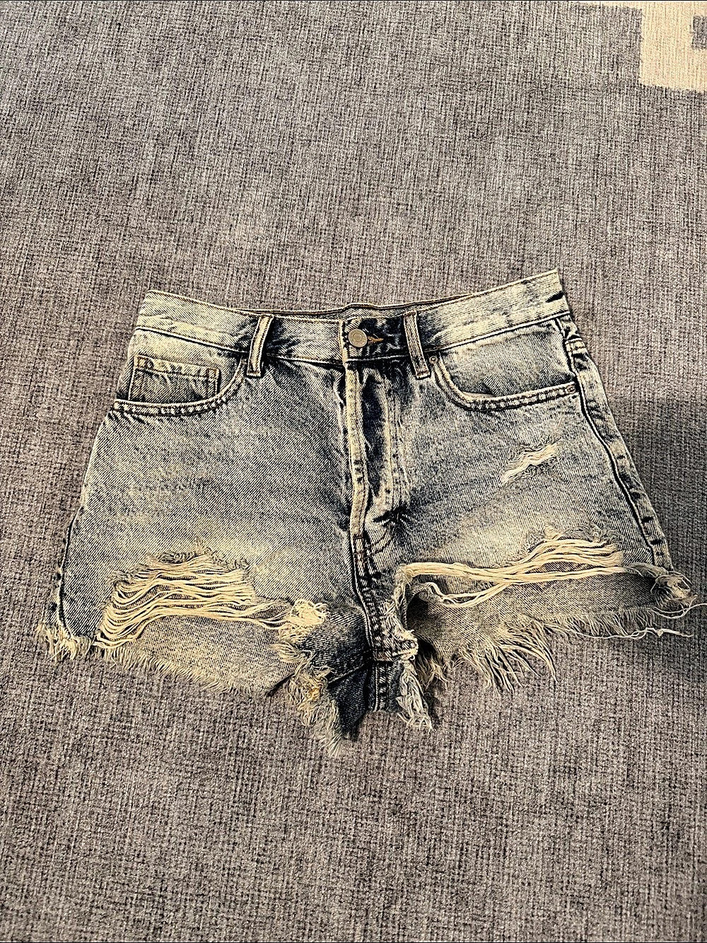 Pacsun Vintage High Rise Distressed Jean Shorts Blue Waist 26